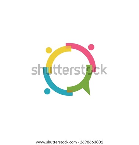 People community bubble chat discussion vector logo design