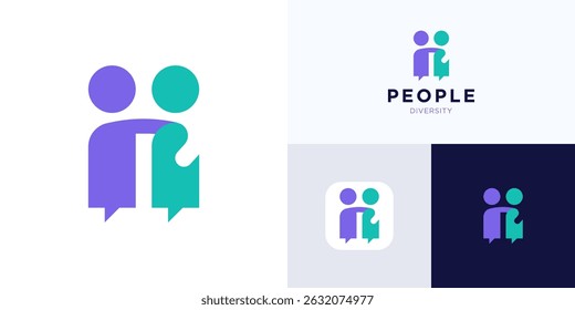 Pessoas comunidade bate-papo falar bolha, logotipo discurso abraço ícone design vetor, organização humana para o trabalho em equipe, família juntos, saúde, grupo de redes de aplicativos sociais, símbolo pessoas hub para a identidade da marca