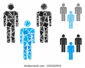 People community composition of inequal elements in various sizes and shades, based on people community icon. Vector inequal pieces are united into composition.