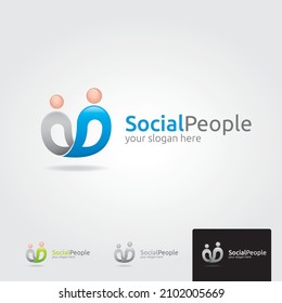 People, community, creative hub, social connection logo template