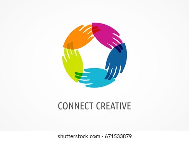 People, community, creative hub, social connection icons and logo set