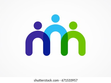 People, community, creative hub, social connection icons and logo set