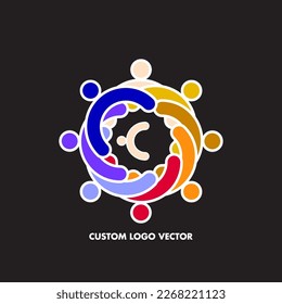 people community custom logo vector illustration 