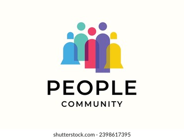 people community human unity overlapping color logo icon illustration design