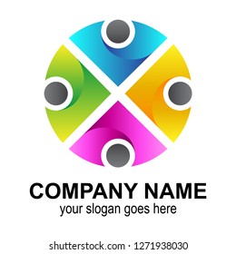 people community, kids care, charity, colorful and playful child logo