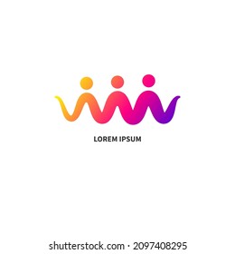 People Community Line Logo. Human Resources Icon. Teamwork, Cooperation Symbol. Teamwork Sign. Creative People Vector Illustration