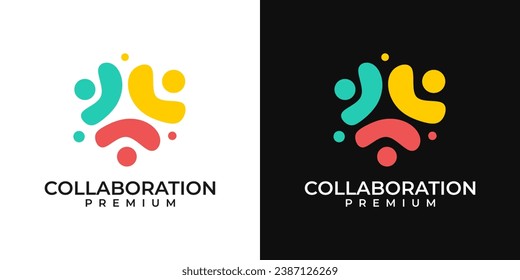 People community logo design. Colorful fun unity logo. Vector logo template of people, diversity, partner, social, vector, team work, collaboration.