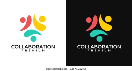 People community logo design. Colorful fun unity logo. Vector logo template of people, diversity, partner, social, vector, team work, collaboration.