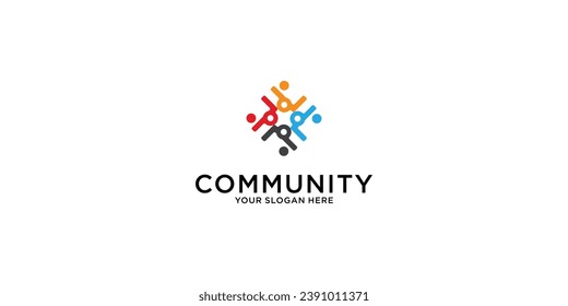 People community logo design| logo template can represent unity and solidarity in group| premium vector