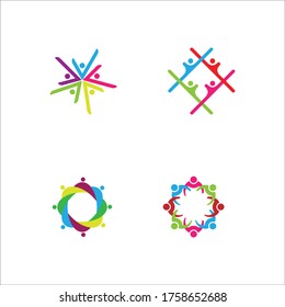 people and community logo set design template