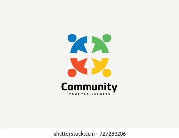 People Community Logo Template Design. Creative Vector Emblem, for Icon or Design Concept.