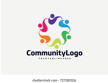 People Community Logo Template Design. Creative Vector Emblem, for Icon or Design Concept.