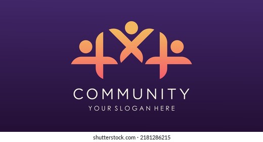Diseño vectorial del logo comunitario de la gente. la plantilla de logotipo puede representar unidad y solidaridad en grupo