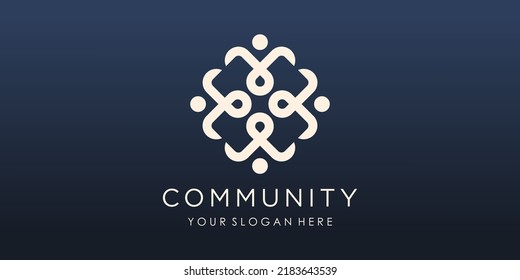 Diseño vectorial del logo comunitario de la gente. la plantilla de logotipo puede representar unidad y solidaridad en grupo