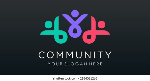 People community logo vector design. logo template can represent unity and solidarity in group