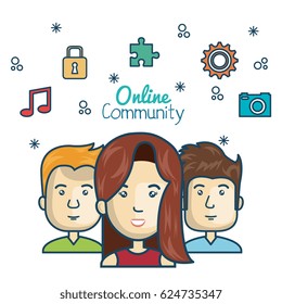 people community online concept with icons media