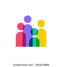 people community team family overlapping color logo vector icon illustration