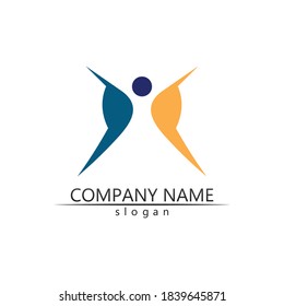 people Community vector logo care, group network and social icon design template