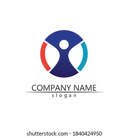 people Community vector logo care, group network and social icon design template