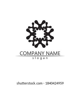 people Community vector logo care, group network and social icon design template