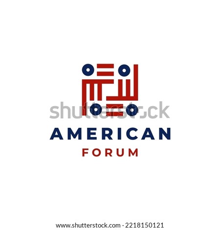 People Communtiy Talk Forum Logo. USA Flag Icon Vector Design Element