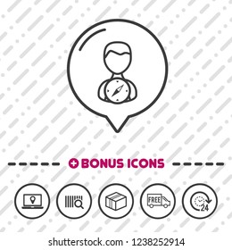 People With Compass Icon Thin Line Bonus Icons. Eps10 Vector.