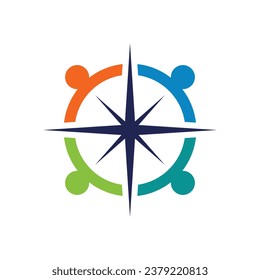 people compass logo icon vector design