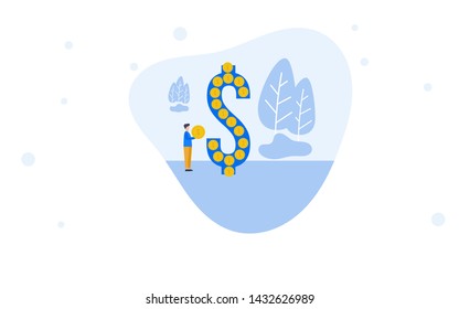 people compose illustrated coins for investment, can be use for landing page, web, poster, banner, flyer, wallpaper, template