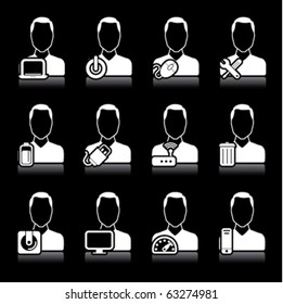 people computer icons on black