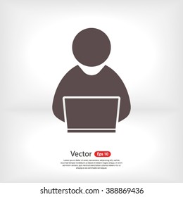 people with computer, person with laptop  icon. One of set web icons