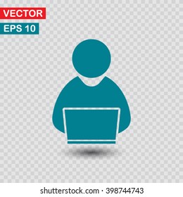 People With Computer, Person With Laptop  Icon. One Of Set Web Icons