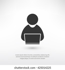 people with computer, person with laptop  icon. One of set web icons