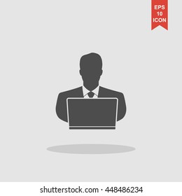 people with computer, person with laptop icon.