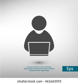 people with computer, person with laptop  icon. One of set web icons