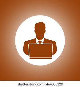people with computer, person with laptop icon.