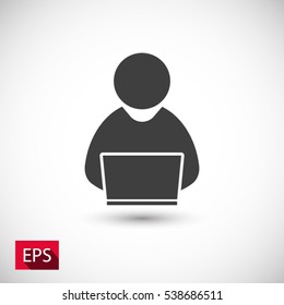 people with computer, person with laptop  icon. One of set web icons