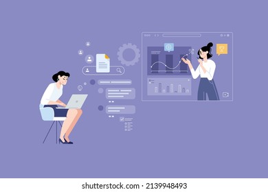 People concept. Vector illustration of customer support, online assistance, consulting, CRM for graphic and web design, business presentation and marketing material.