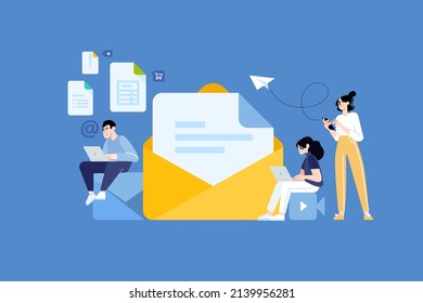 People concept. Vector illustration of email marketing, newsletter, online advertising for graphic and web design, business presentation and marketing material.