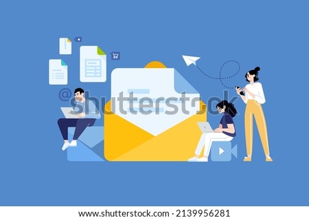 People concept. Vector illustration of email marketing, newsletter, online advertising for graphic and web design, business presentation and marketing material.