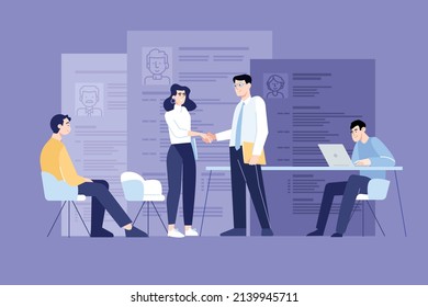 People concept. Vector illustration of human resources management, employment, career, an interview for job for graphic and web design, business presentation and marketing material.