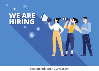 People Concept. Vector Illustration Of Human Resources Department, Employment Services, Recruitment Agency, Career For Graphic And Web Design, Business Presentation And Marketing Material.