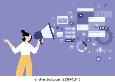 People concept. Vector illustration of social media, social network, digital marketing, seo, e-commerce, marketing campaign for graphic and web design, business presentation and marketing material.