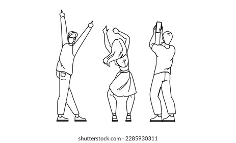 people concert vector. crowd audience, festival silhouette, entertainment, music show live people concert character. people Illustration
