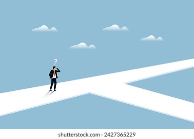 people confused about choosing a business direction or career path, flat vector illustration