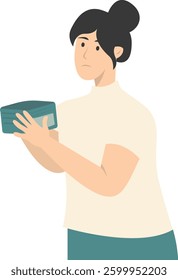 People Confused with Empty Wallet. Vector Character Illustration.