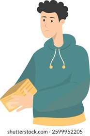 People Confused with Empty Wallet. Vector Character Illustration.