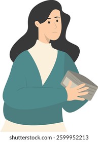 People Confused with Empty Wallet. Vector Character Illustration.