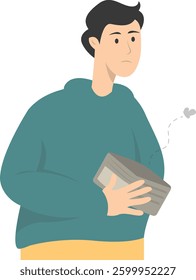People Confused with Empty Wallet. Vector Character Illustration.