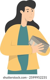 People Confused with Empty Wallet. Vector Character Illustration.