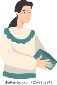 People Confused with Empty Wallet. Vector Character Illustration.